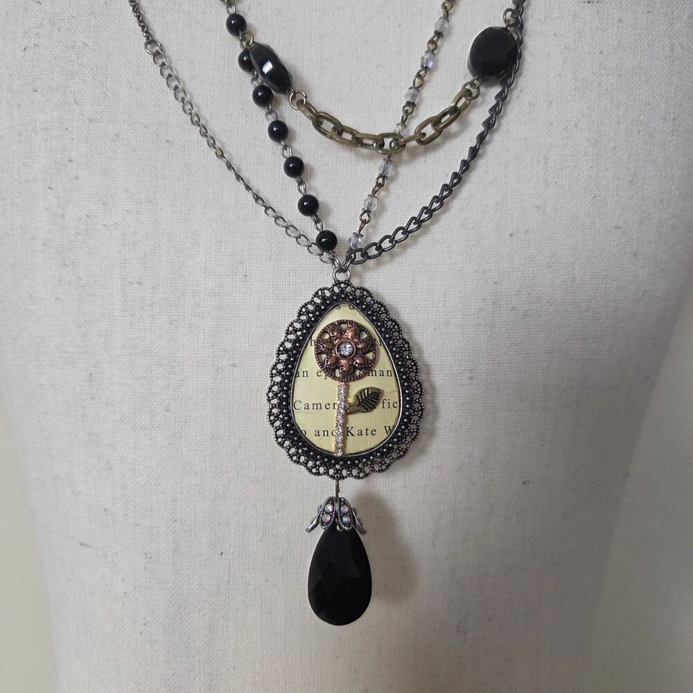 Asymmetric Titanic Theme Double Strand Pendant Necklace Steampunk Edwardian
